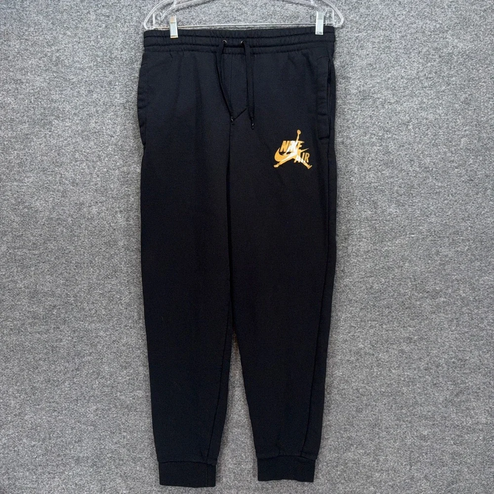 Air Jordan Sweatpants Mens Small Black Gold Jumpman Fleece Athletic Basketball